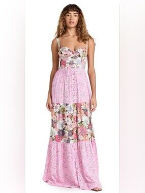 NWT- Agua Bendita Alani Maxi Dress in Bloom Floral Patchwork Size Large